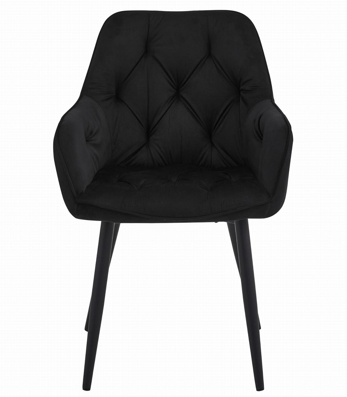 STUHL IRGOLI 6-er Set, Schwarz, Schwarz, mit Samtstoff gepolstert - Schwarz, Textil/Metall (56/84/62cm) - Komodee