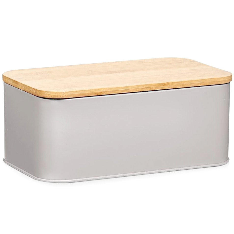 BROTBACKMASCHINE aus Metall mit Bambusschneidebrett 31/18/13 cm - Beige, Naturmaterialen (18/13/31cm) - ZELLER