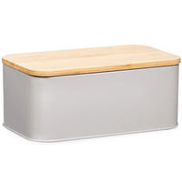 BROTBACKMASCHINE aus Metall mit Bambusschneidebrett 31/18/13 cm - Beige, Naturmaterialen (18/13/31cm) - ZELLER