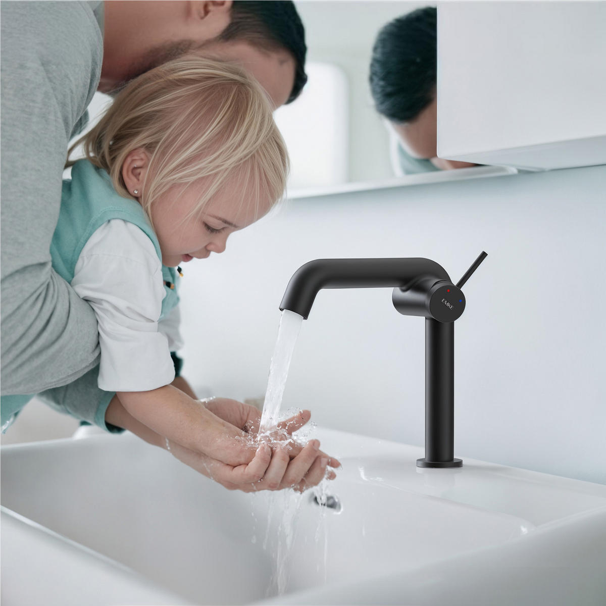 WASCHTISCHARMATUR Ventilkernzertifizierung Schwarz Matt 15cm - Schwarz, Metall (20/7.6/22.2cm) - EMKE