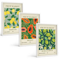 BILDER SET 3er Set - 40x60 cm Weißer Rahmen - Fruchtige Zitronen- und Papayamuster - Weiß, Kunststoff (40/60cm) - TULUP