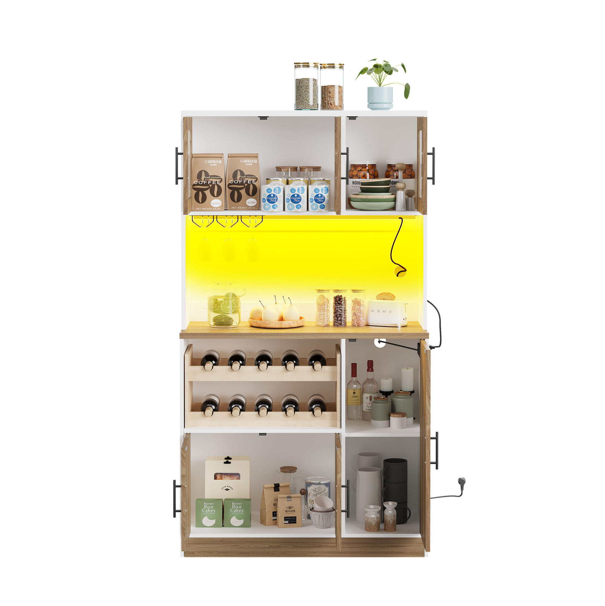 BUFFET 100/180/40 cm Weiß aus MDF mit LED-Beleuchtung und Steckdose - Weiß, Holzwerkstoff (40/180/100cm) - OKMYHOME