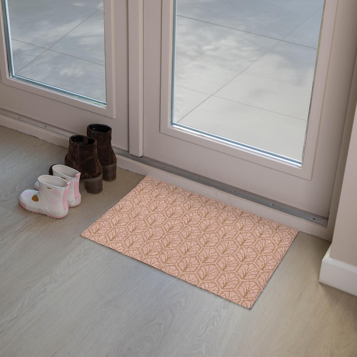 FUSSMATTE Lachsrosa - Muster - Geometrisch 60x40 cm - Altrosa, Kunststoff (60/0.4cm) - MuchoWow