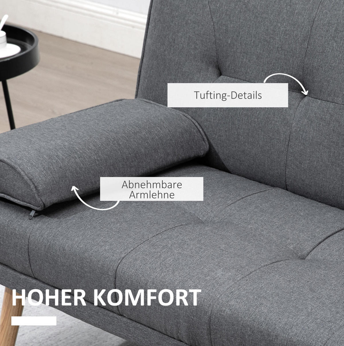 SCHLAFSOFA 3-Sitzer mit Schlaffunktion 181 x 77 x 78 cm Polyester Dark Gray - Dunkelgrau, Textil (181/78/77cm) - IVMEU