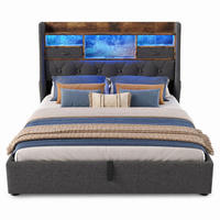 POLSTERBETT 140/200 mit Bettkasten, LED und USB in Grau - Grau, Holzwerkstoff/Textil (140/200cm) - EVRYAE