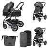 KINDERWAGEN Lora grau/schwarz faltbar Gummiräder Tragetasche Sportsitz Fußabdeckung - Schwarz, Metall (85/68/112cm) - Lorelli