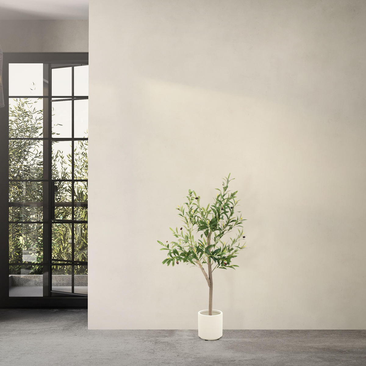 KUNSTPFLANZE Olive - Anthrazit/Grün, Holz/Kunststoff (120cm) - ML-DESIGN