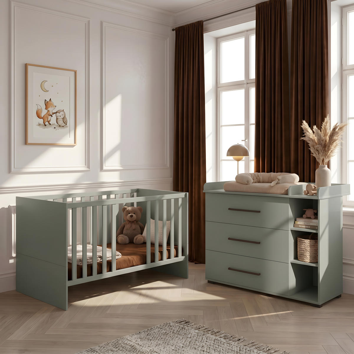 BABYBETT Essentials Premium Schilfgrün - Grün, Holz/Holzwerkstoff (70/140cm) - arthur berndt