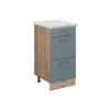 KÜCHENUNTERSCHRANK R-Line Blau-Grau 40 cm AP Marmor - Honigeiche/Eiche Wotan, Holzwerkstoff (40/81.6/60cm) - Vicco