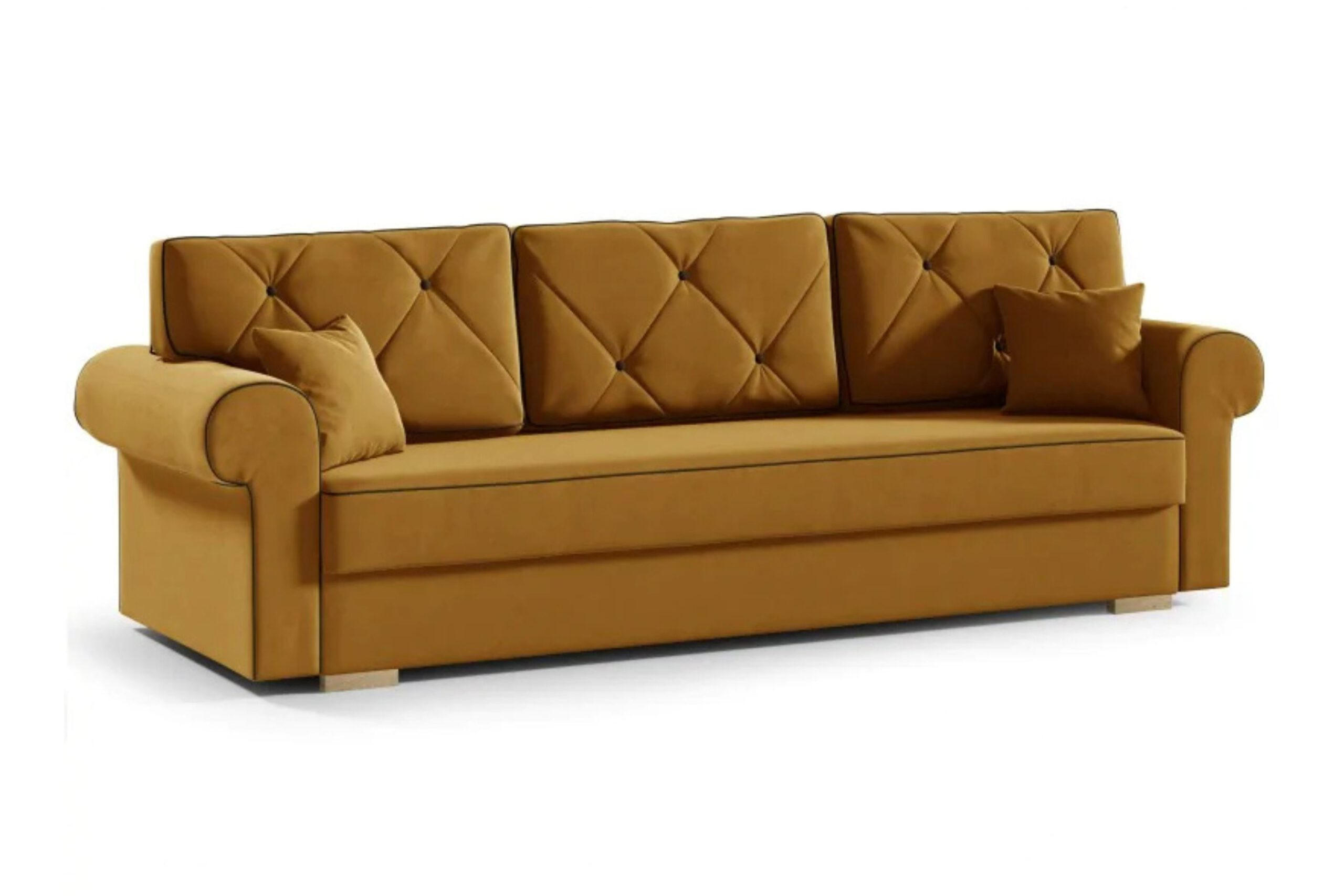 SCHLAFSOFA STAR, Sofa mit Schlaffunktion und Bettkasten, Farbe: Gelb, Veloursstoff - Gelb, Textil (237/90/85cm) - Sepro Meble