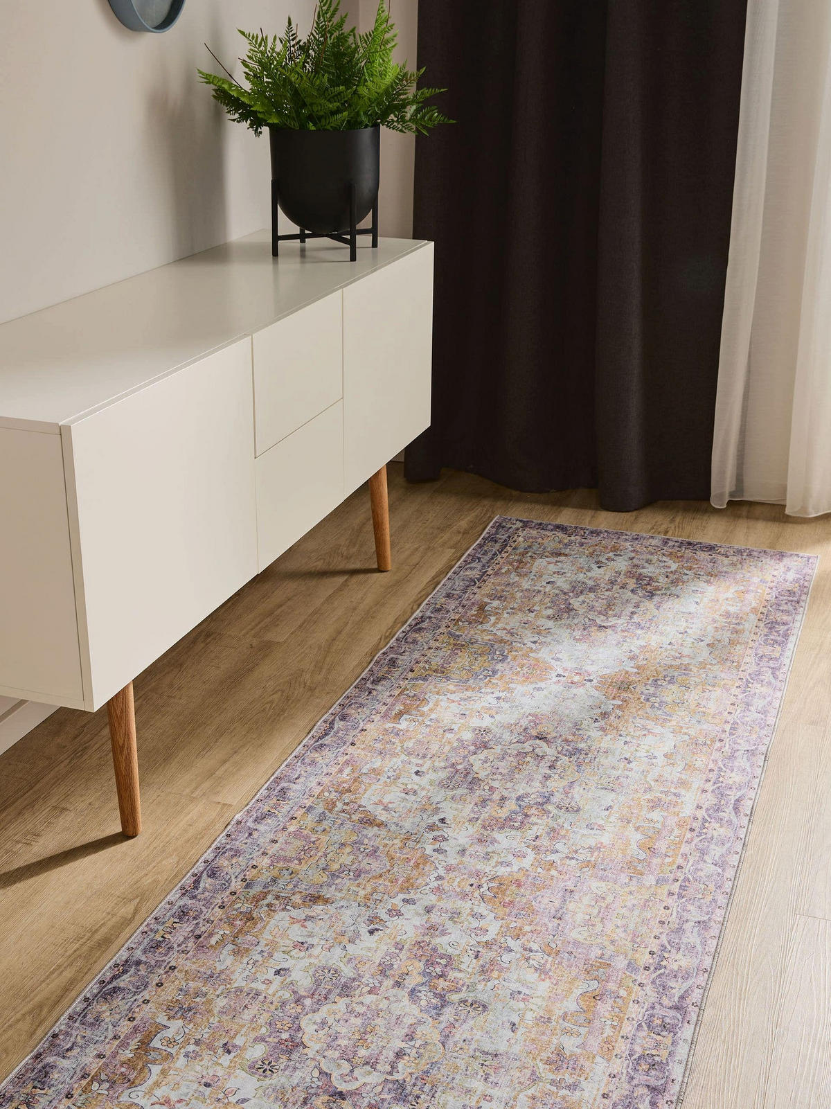 VINTAGE-LÄUFER George waschbar 80x250 cm - Lila/Multicolor, Kunststoff (80/250cm) - benuta