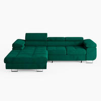 ECKSOFA VEMO CORE Links Dunkelgrün Velours-Stoff mit Schlaffunktion und Bettkasten - Dunkelgrün, Holz/Metall (280/205cm) - Barchello