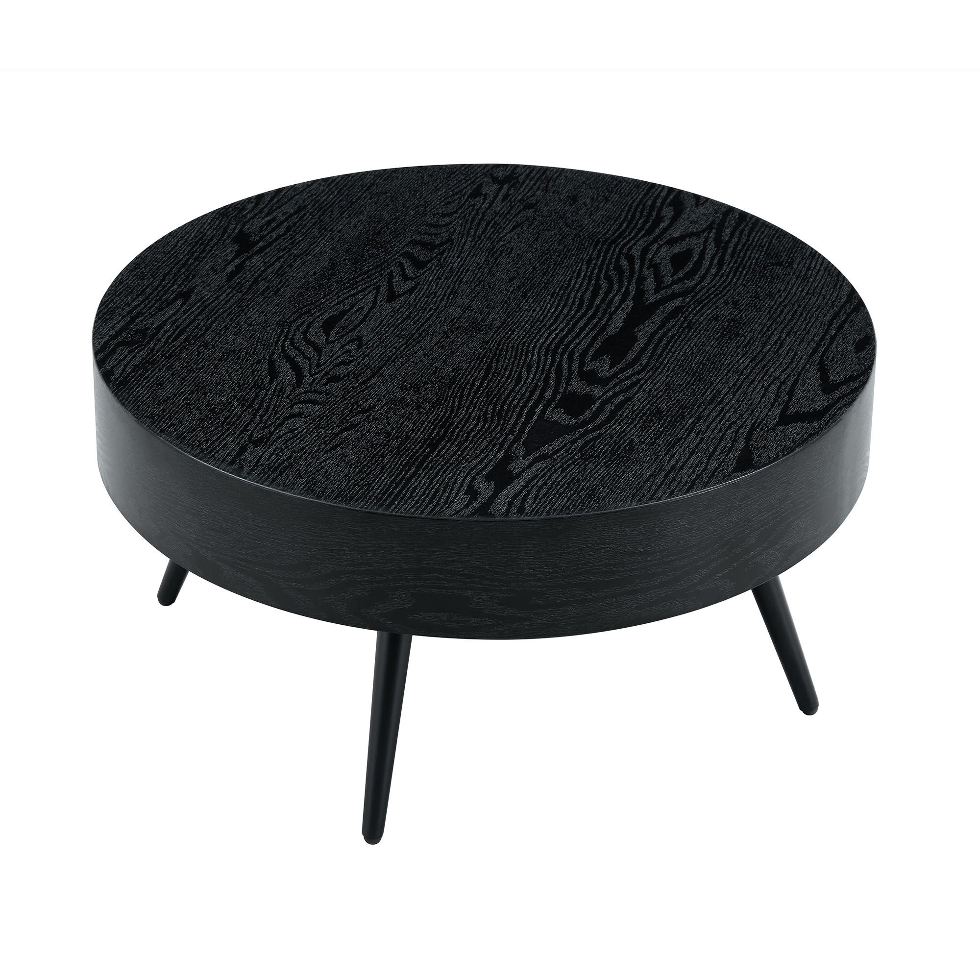 RUNDER COUCHTISCH Holzoptik Schwarz - Schwarz, Metall (70/70/35.5cm)