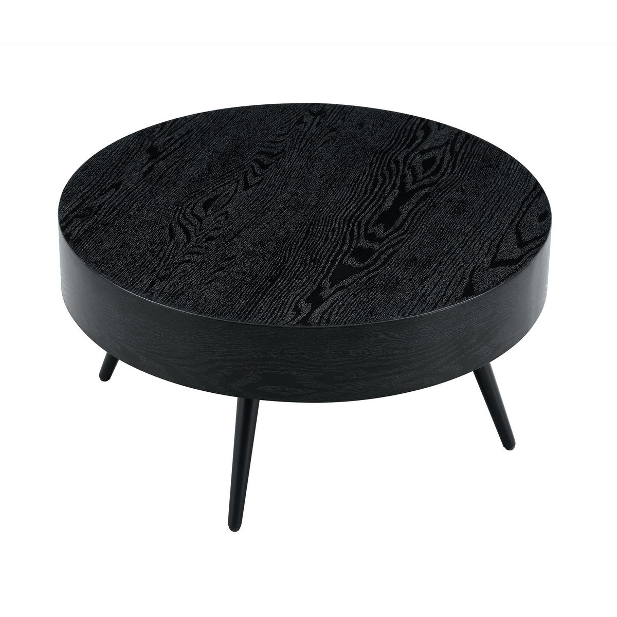 RUNDER COUCHTISCH Holzoptik Schwarz - Schwarz, Metall (70/70/35.5cm)