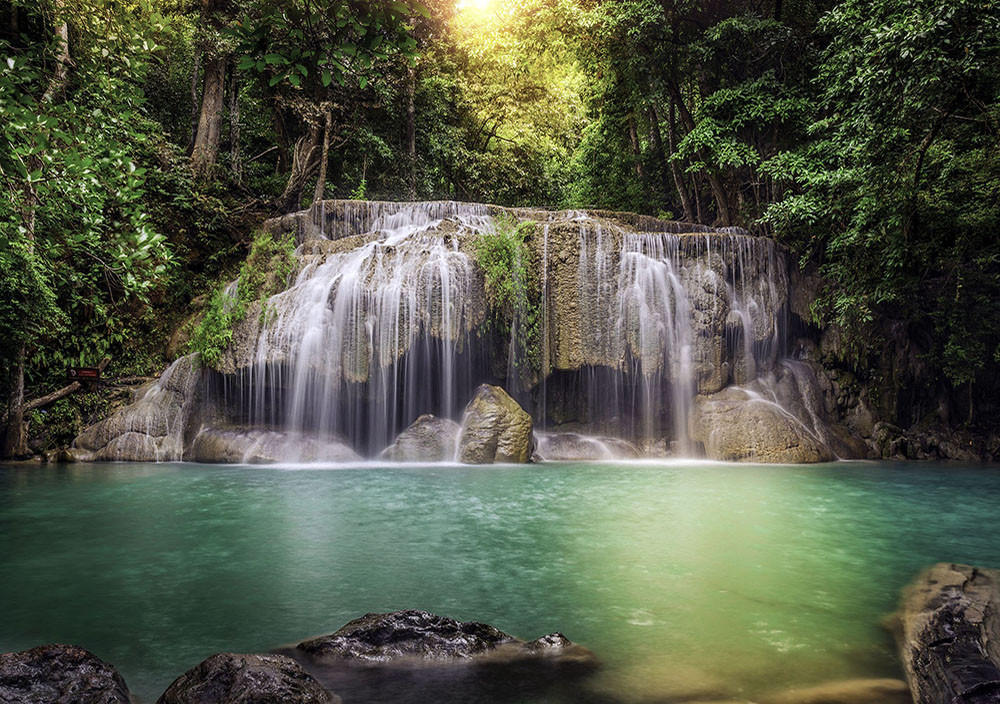 FOTOTAPETE Wasserfall 375 x 270 cm - Grün, Papier (375/270cm) - Sanders & Sanders