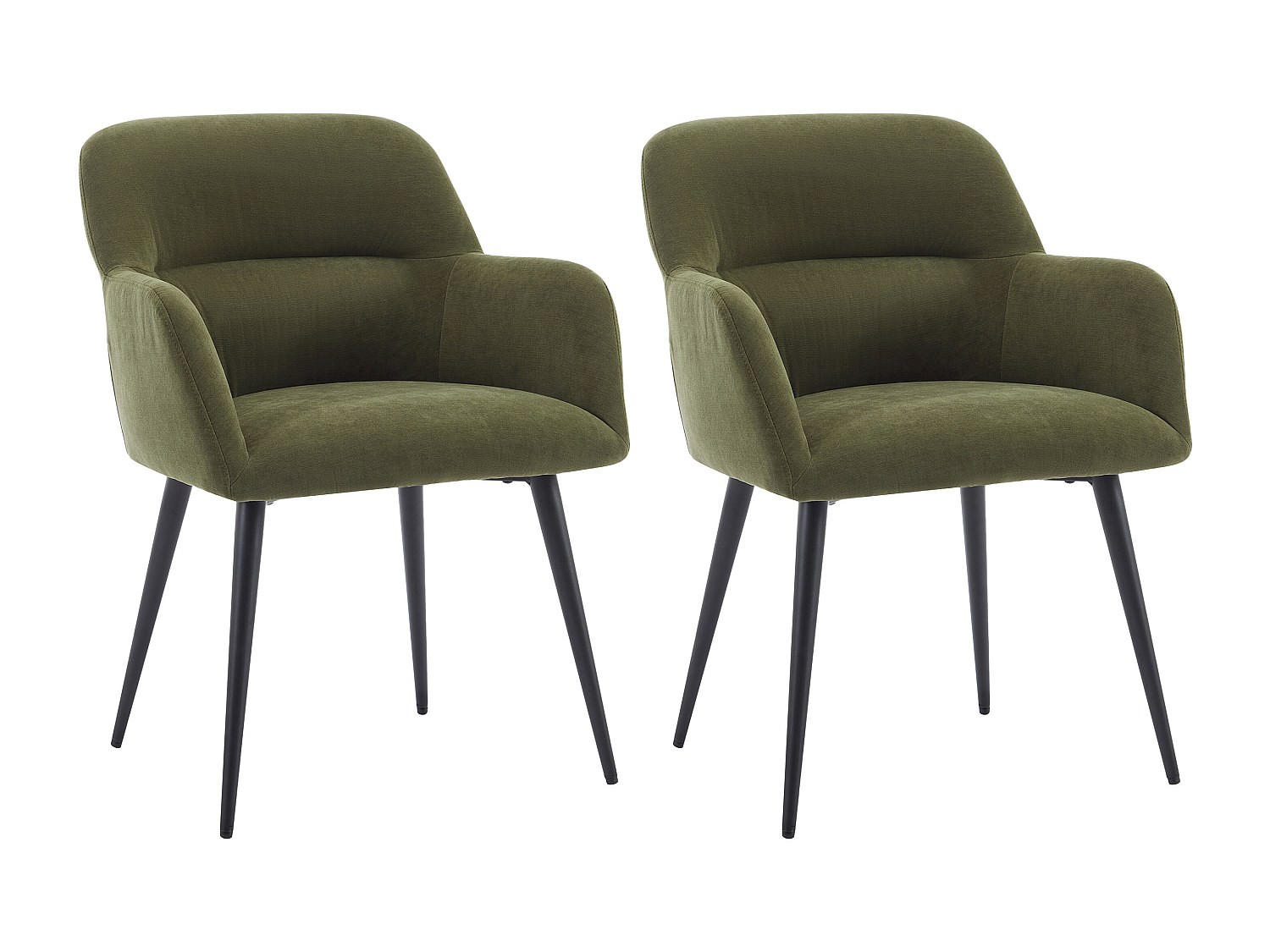 STUHL mit Armlehnen 2er-Set - Stoff & schwarzes Metall - Grün - HEKA - Grün, Textil (61/78/59.5cm) - Vente-Unique