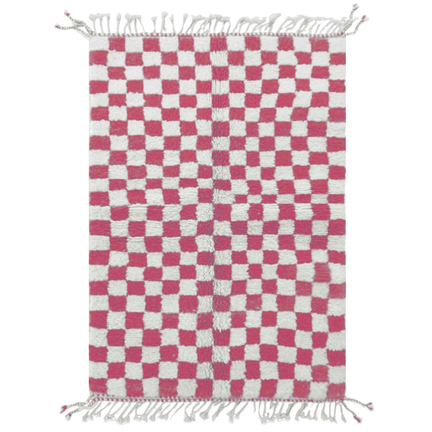 BERBERTEPPICH aus Marokko aus Wolle kariert rosa - Pink, Naturmaterialien (232/300cm) - AFK Living