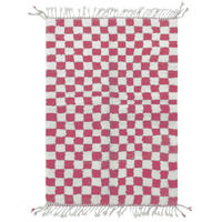 BERBERTEPPICH aus Marokko aus Wolle kariert rosa - Pink, Naturmaterialien (232/300cm) - AFK Living
