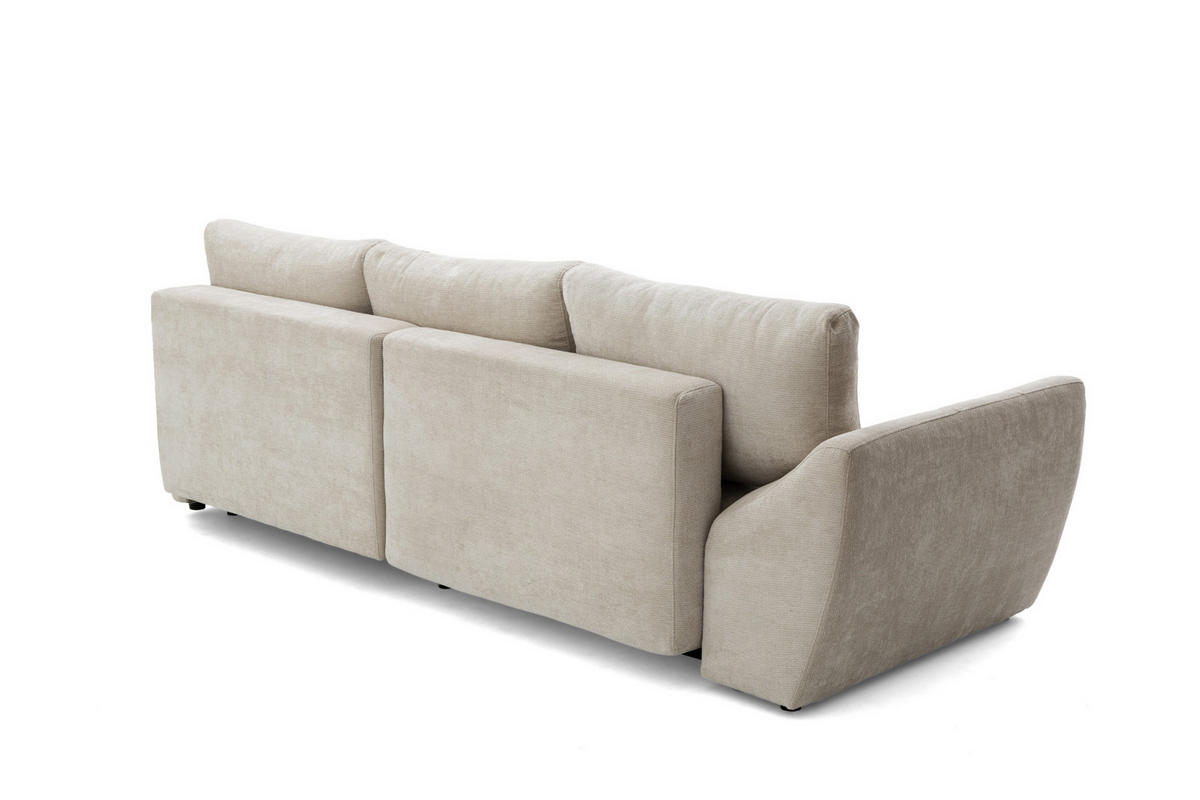 ECKSOFA NICE L Rechts mit Schlaffunktion 137x204 Chenille Beige - Beige/Schwarz, Holz/Textil (165/260cm) - Muffo