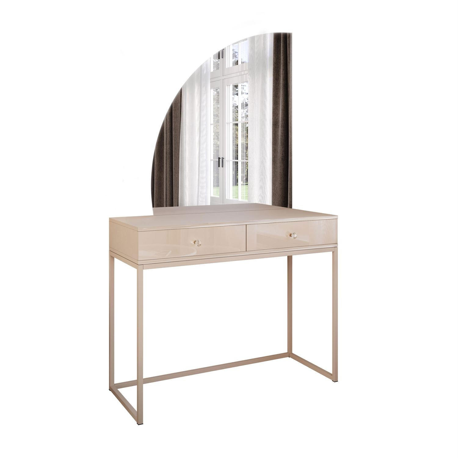 SCHMINKTISCH QUINNIE KASCHMIR mit LED-Spiegel links Griff Kristall - Kaschmir, Holzwerkstoff (100/175/42cm) - Lookway