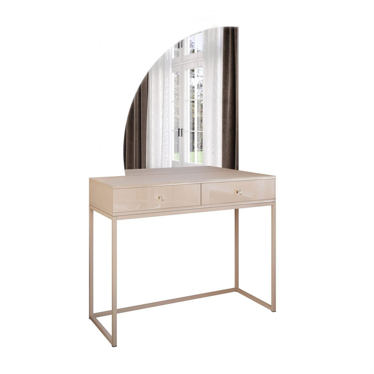 SCHMINKTISCH QUINNIE KASCHMIR mit LED-Spiegel links Griff Kristall - Kaschmir, Holzwerkstoff (100/175/42cm) - Lookway