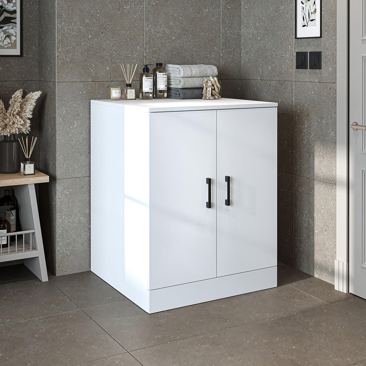 WASCHMASCHINENSCHRANK Atlantic II 70cm Breit, 90cm Hoch - Weiß, Holzwerkstoff (70/90/69cm)