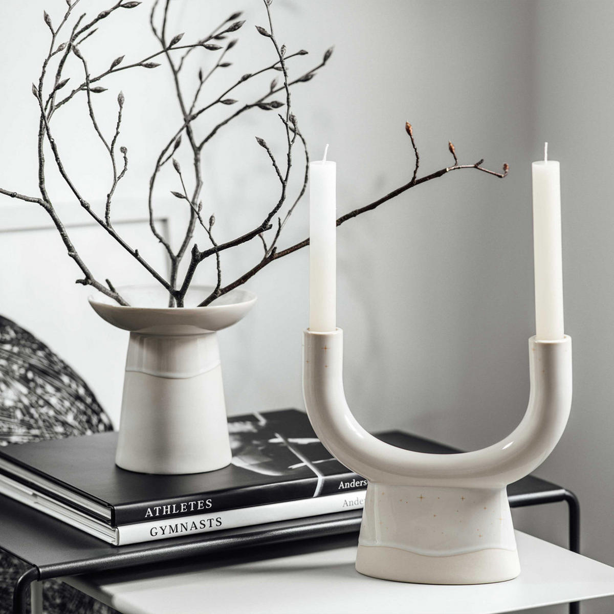 KERZENHALTER U-FORM Winter Glow beige - Beige, Keramik (8.4/20.3/23cm) - like.Villeroy & Boch