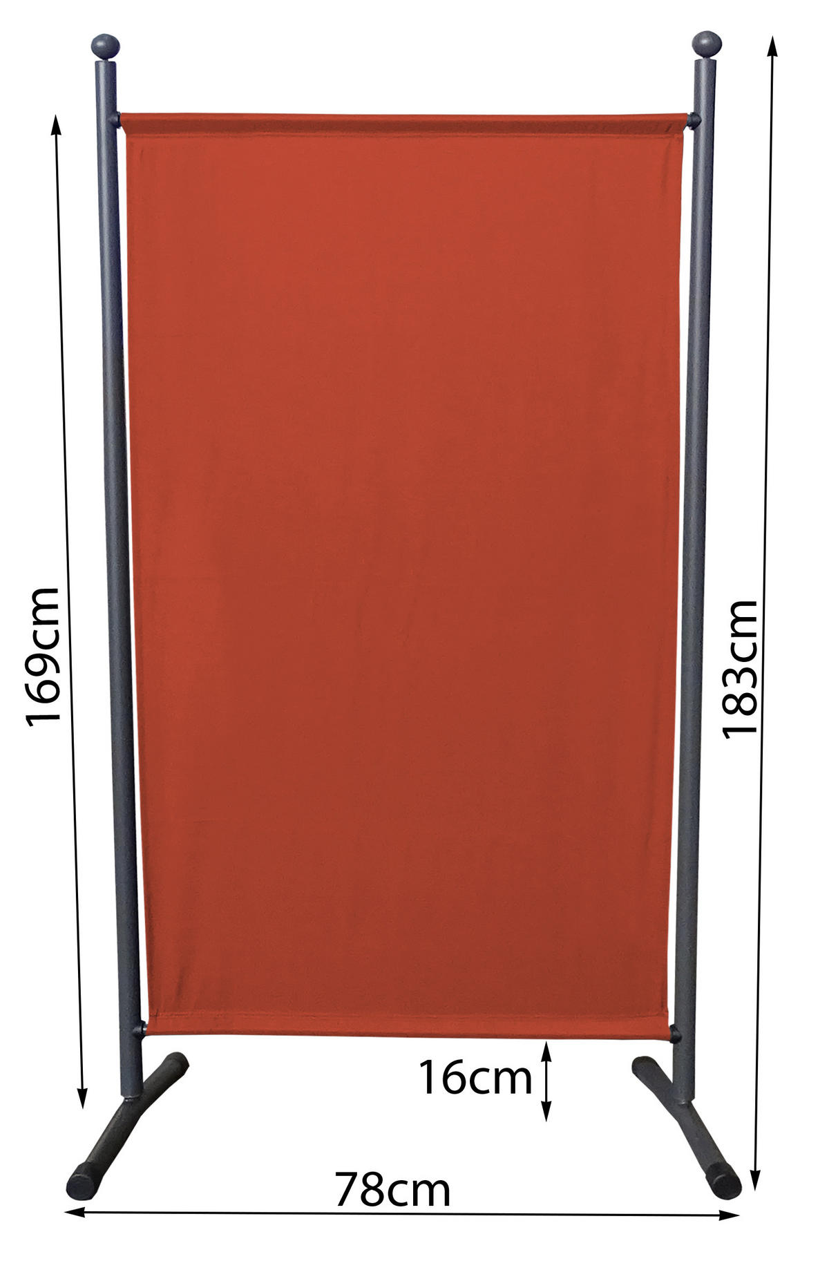 PARAVENT 1 tlg. 180x78cm Rotorange RAL 2001 - Orange, Metall (78/180cm) - QUICK STAR