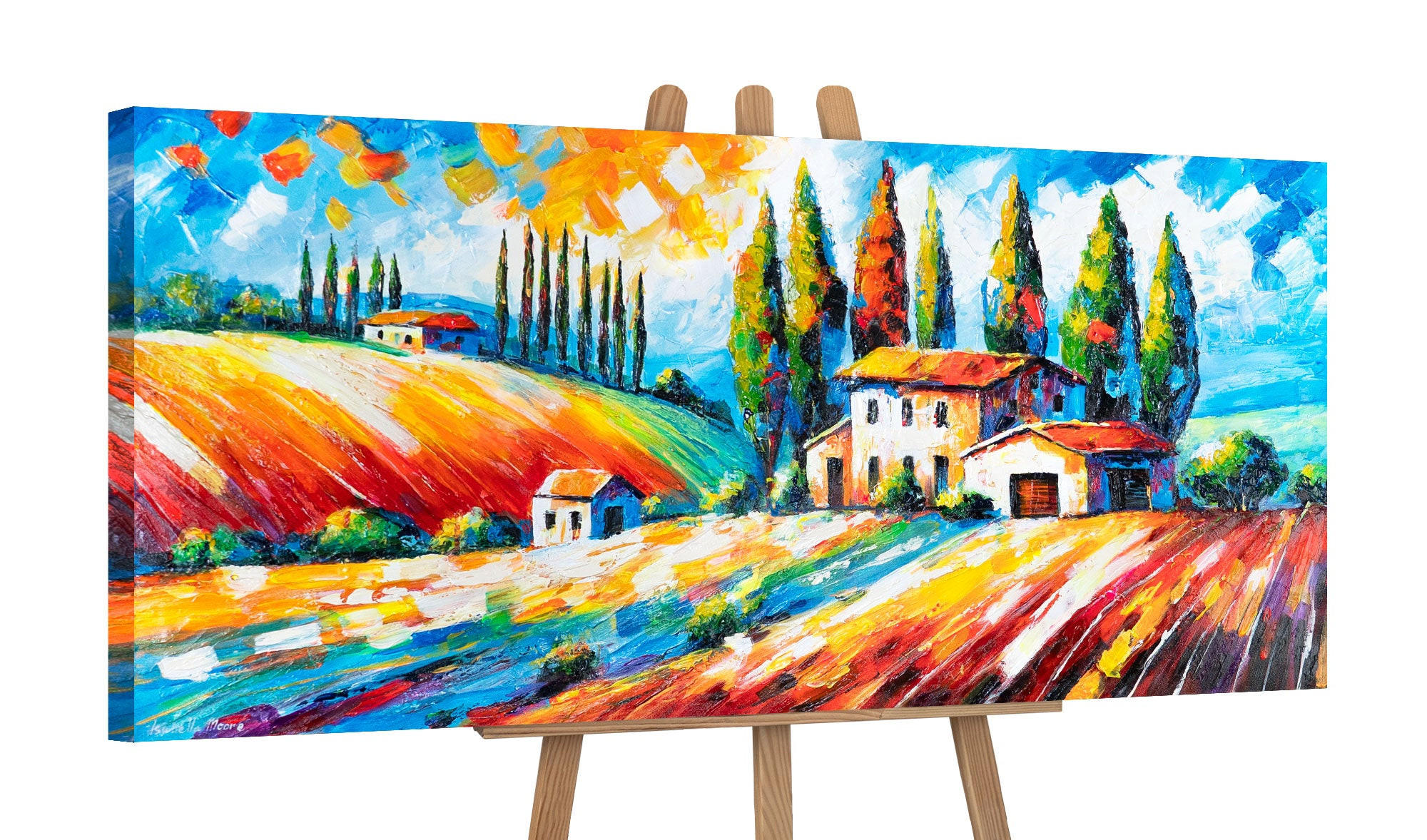 GEMÄLDE Blühende Felder auf Keilrahmen 115x50 cm - Multicolor, Holz (115/50cm) - YS-art gallery
