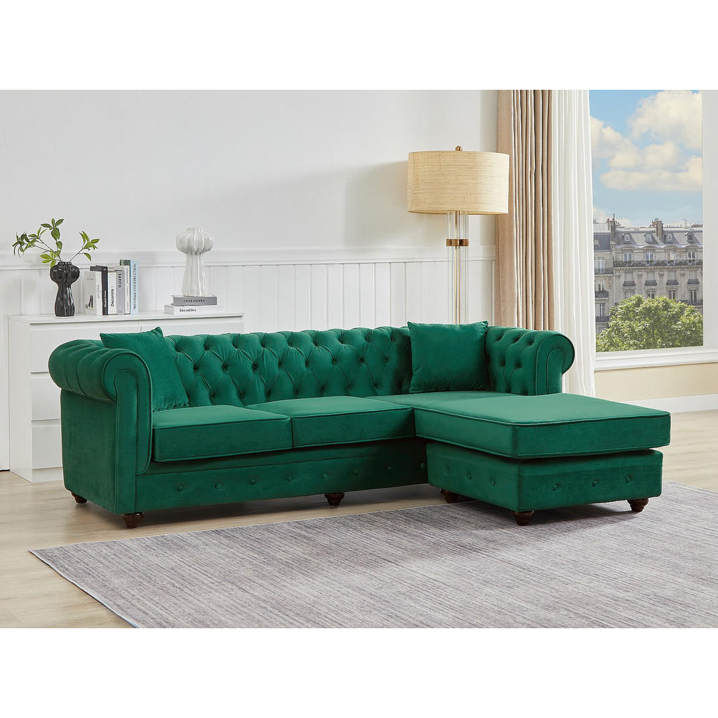 Thumbnail - Vente-Unique Chesterfield, Grün, Textil, Uni, 4-Sitzer, 228x72x163 cm, Wohnzimmer, Sofas & Couches, Sofas, Chesterfield ...