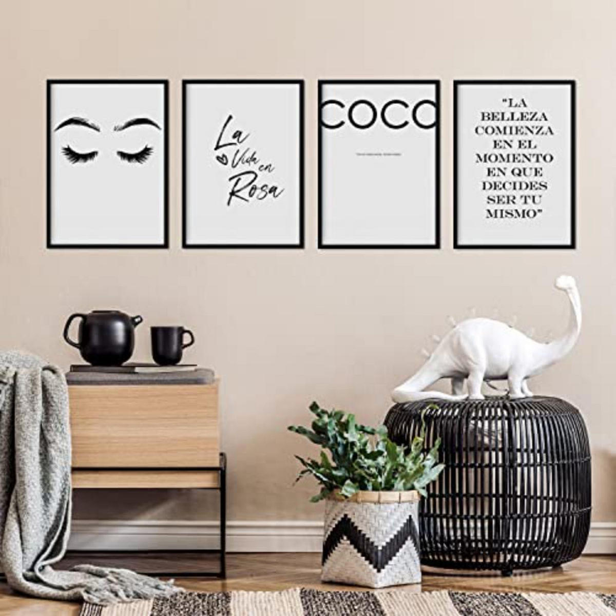 POSTER Set mit 4 Coco TypografieStil A3 Weißer Rahmen - Weiß, Papier (29.7/3cm) - Nacnic