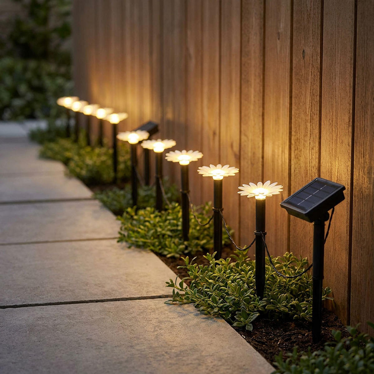 SOLAR-LICHTERKETTE LED Kunststoff Schwarz Blumenform 2er Set - Schwarz, Kunststoff (220/4.8/17.5cm) - Globo Lighting