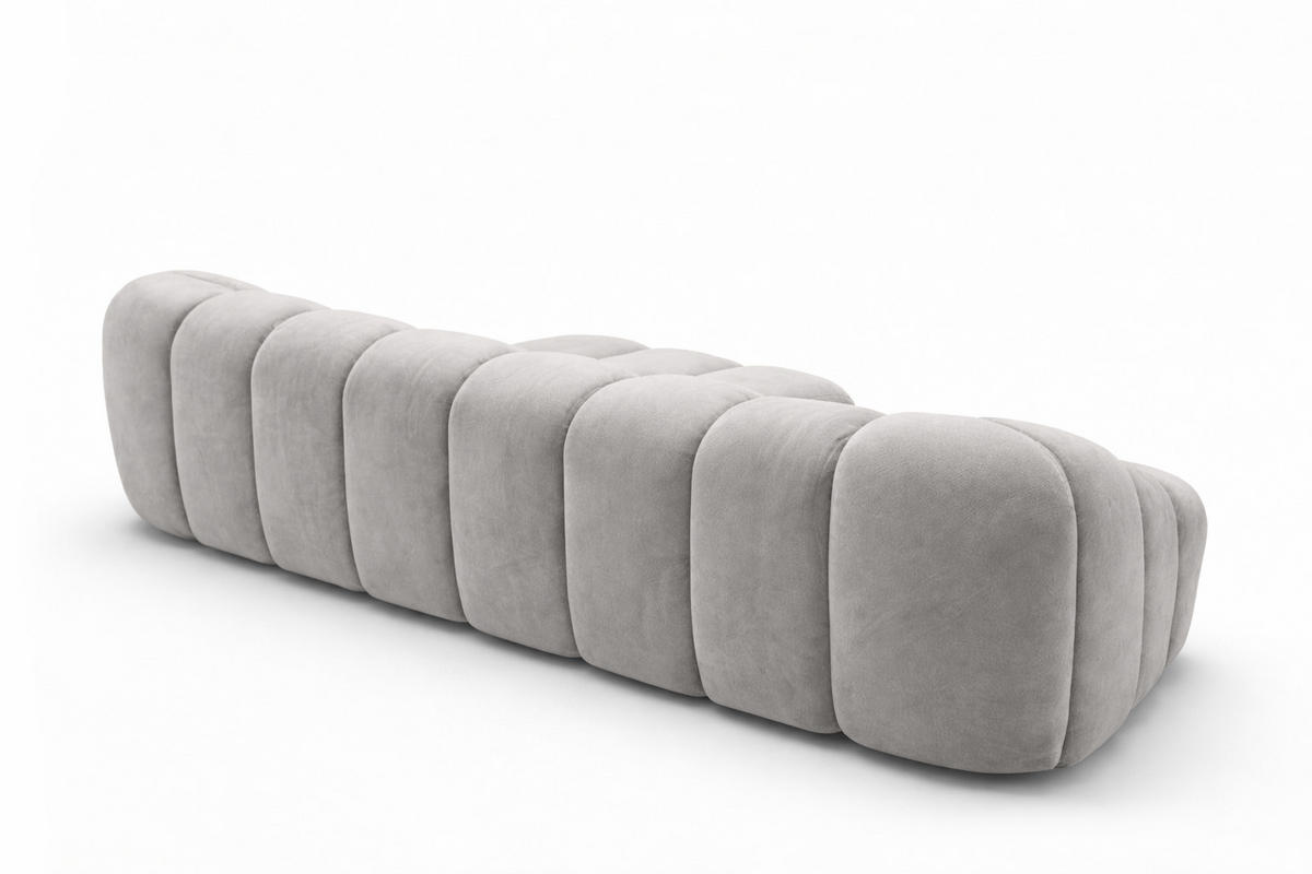 ECKSOFA Modulare L-Form, Veloursstoff Bluvel, Grau, Rechts, CROISSANT L - Grau, Holz (305/190cm) - Kaiser Möbel