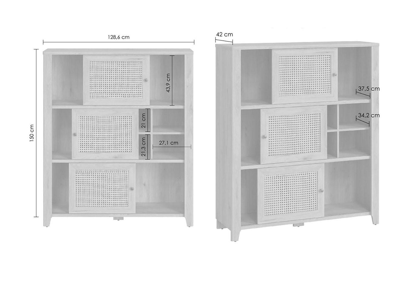 HIGHBOARD Cestino Jackson Hickory / Amadeus 128 / 42 / 150cm - Multicolor/Braun, Holz/Holzwerkstoff (128/150/42cm) - Feldmann-Wohnen