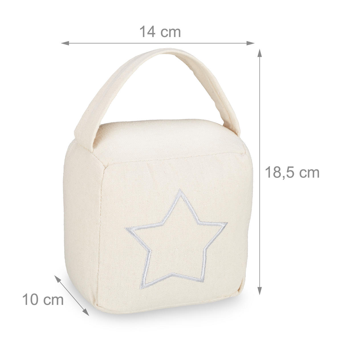 TÜRSTOPPER Beige Sack Sternmotiv Polyester Sandfüllung - Creme, Naturmaterialien/Textil (14/10cm) - Relaxdays