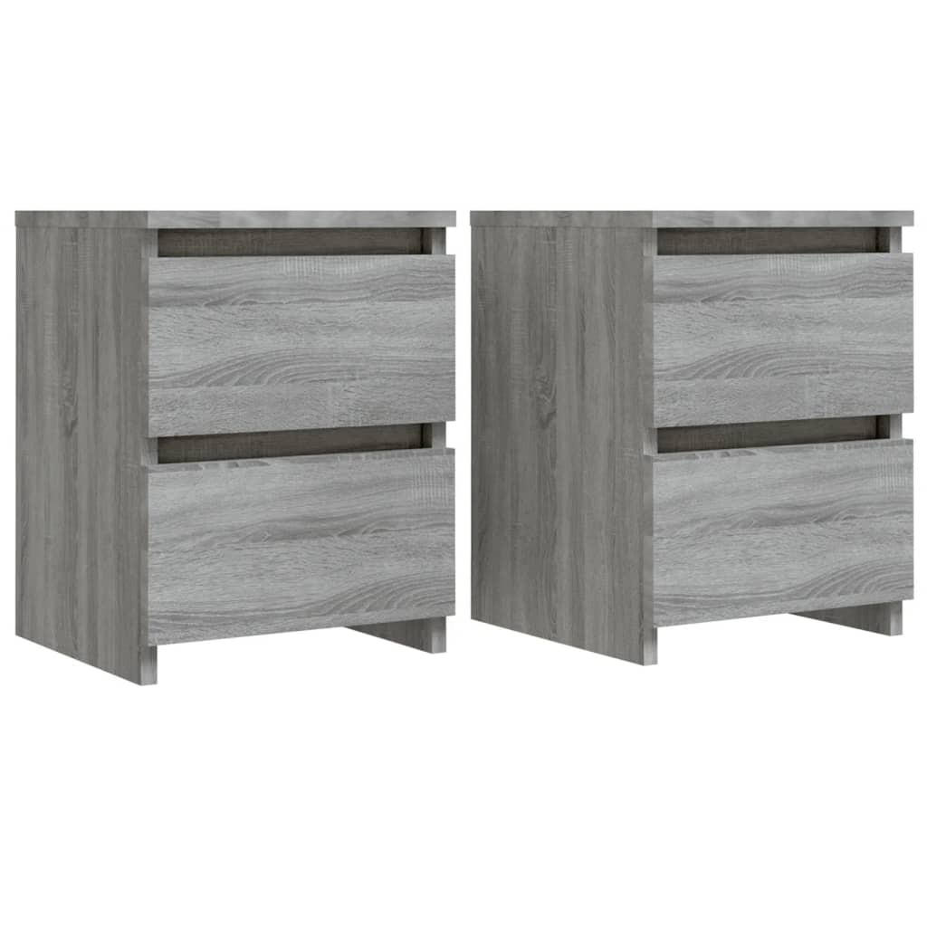 NACHTTISCH 2-teilig mit 2 Schubladen 30/30/40 cm aus Holzwerkstoff in Grau Sonoma Dekor - Grau/Silbereichenfarben, Holz (30/40/30cm) - vidaXL