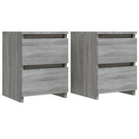 NACHTTISCH 2-teilig mit 2 Schubladen 30/30/40 cm aus Holzwerkstoff in Grau Sonoma Dekor - Grau/Silbereichenfarben, Holz (30/40/30cm) - vidaXL