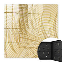 SCHLÜSSELBOX Schwarz 30x30 cm- Türöffnung nach rechts - Blätter der Natur - Beige, Metall (30/30/5cm) - TULUP