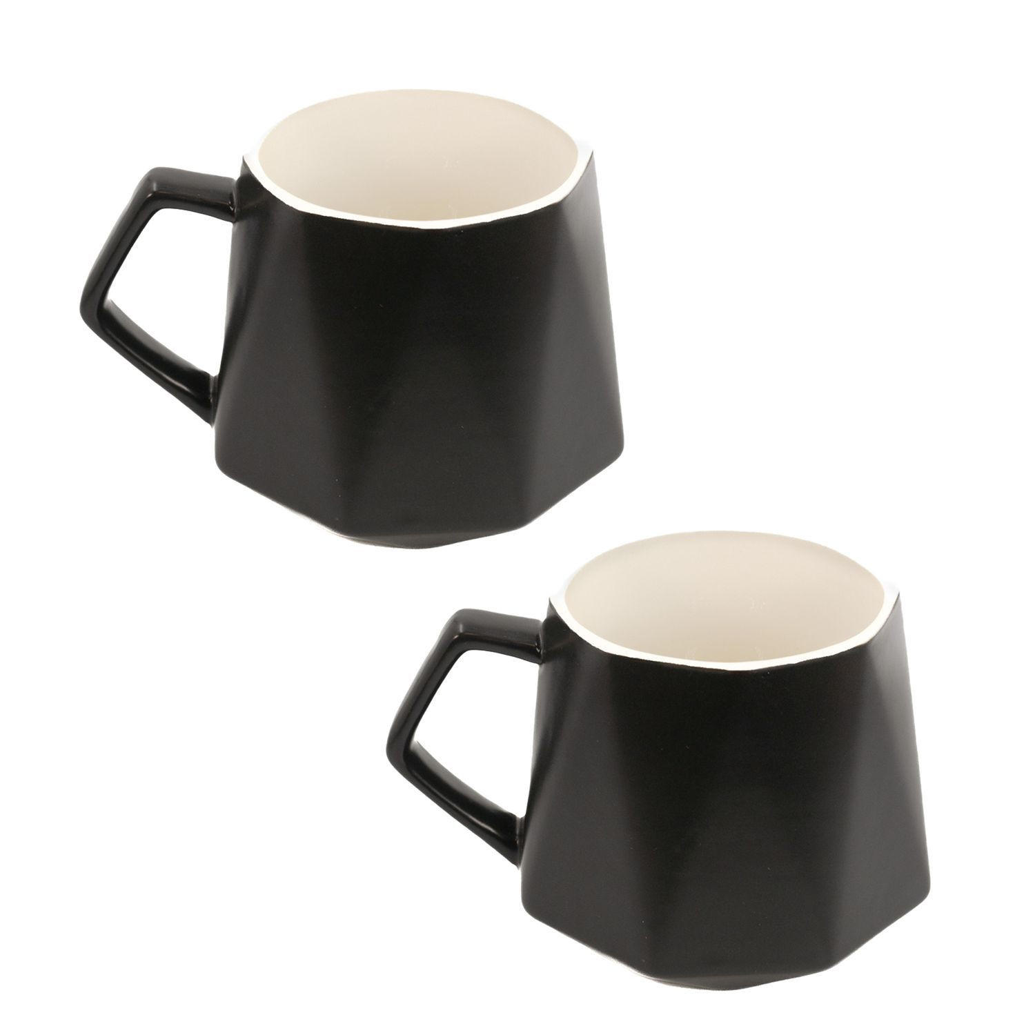 TEETASSE in Feinschliff Optik 350 ml (2-tlg.) - Schwarz, Keramik (0.35L) - Intirilife