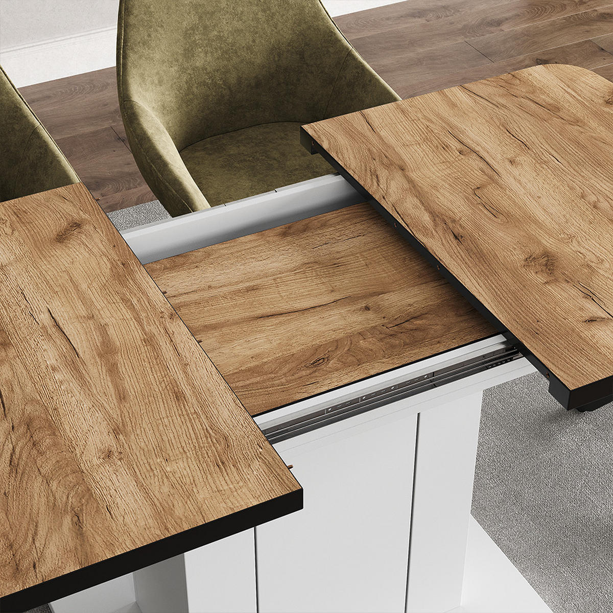 ESSTISCH Fenaro Goldkraft Eiche/Weiß 120 x 80 cm - Honigeiche/Weiß, Holzwerkstoff (80/120/76cm) - Vicco