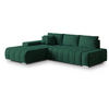 ECKSOFA ALESE L-S Grün Velours-Stoff mit Schlaffunktion - Grün, Holz (265/185cm) - MASSENO