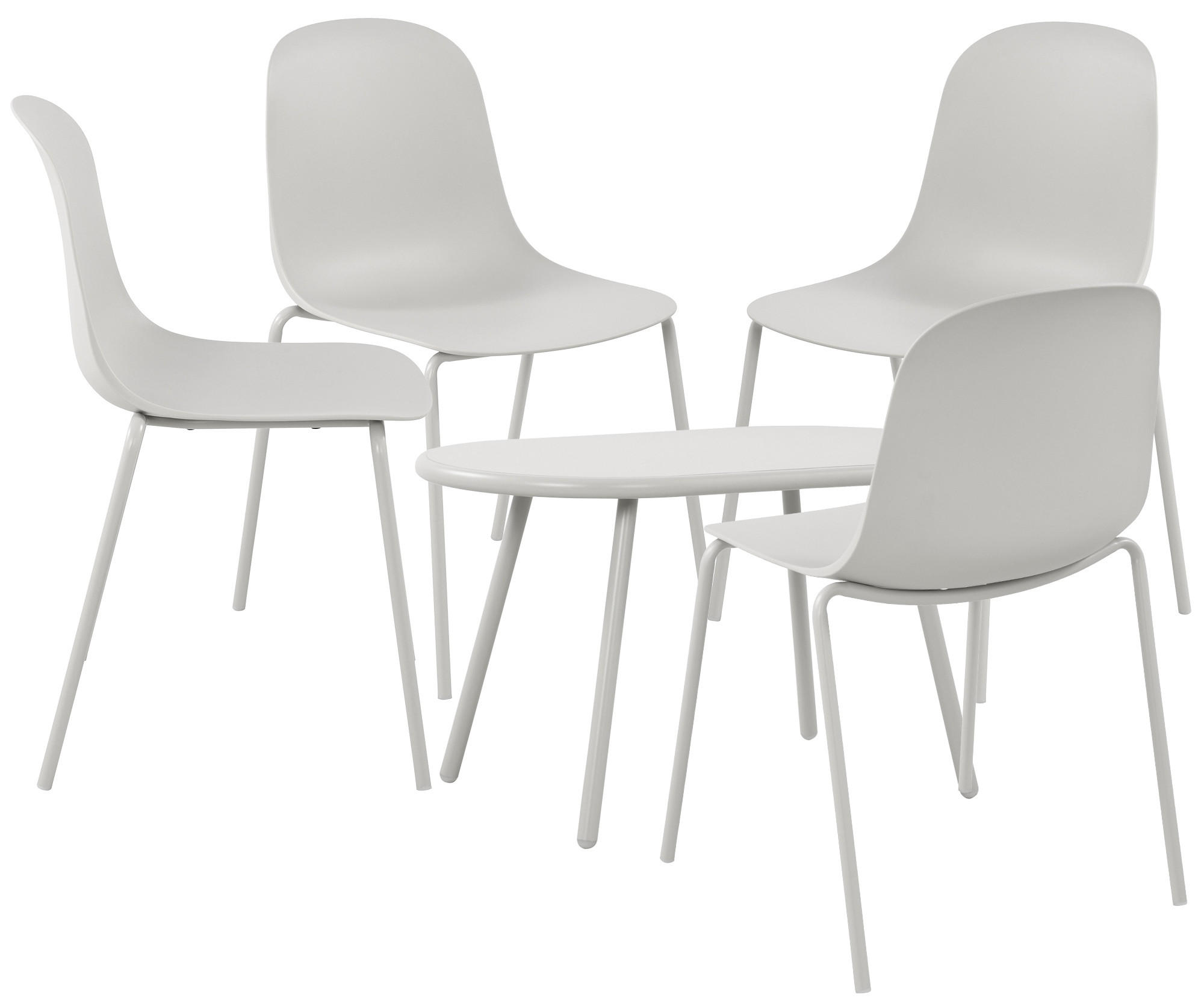 GARTENSITZGRUPPE Kunststoff Hellgrau (5-teilig) - Hellgrau, Kunststoff - CLP