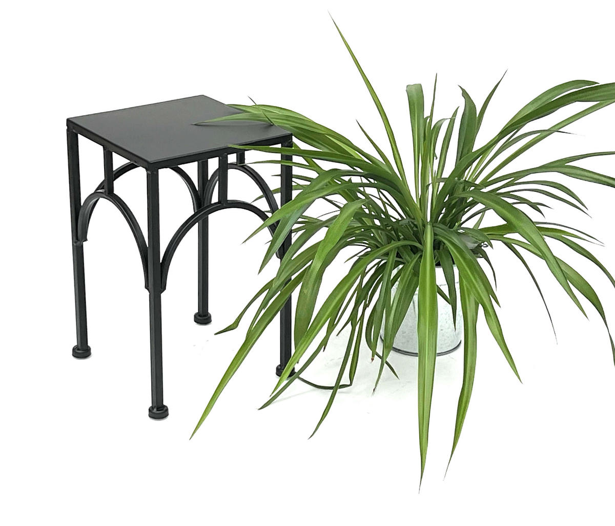BLUMENHOCKER Metall Schwarz Eckig 28 cm - Schwarz, Metall (18/28/18cm) - DanDiBo