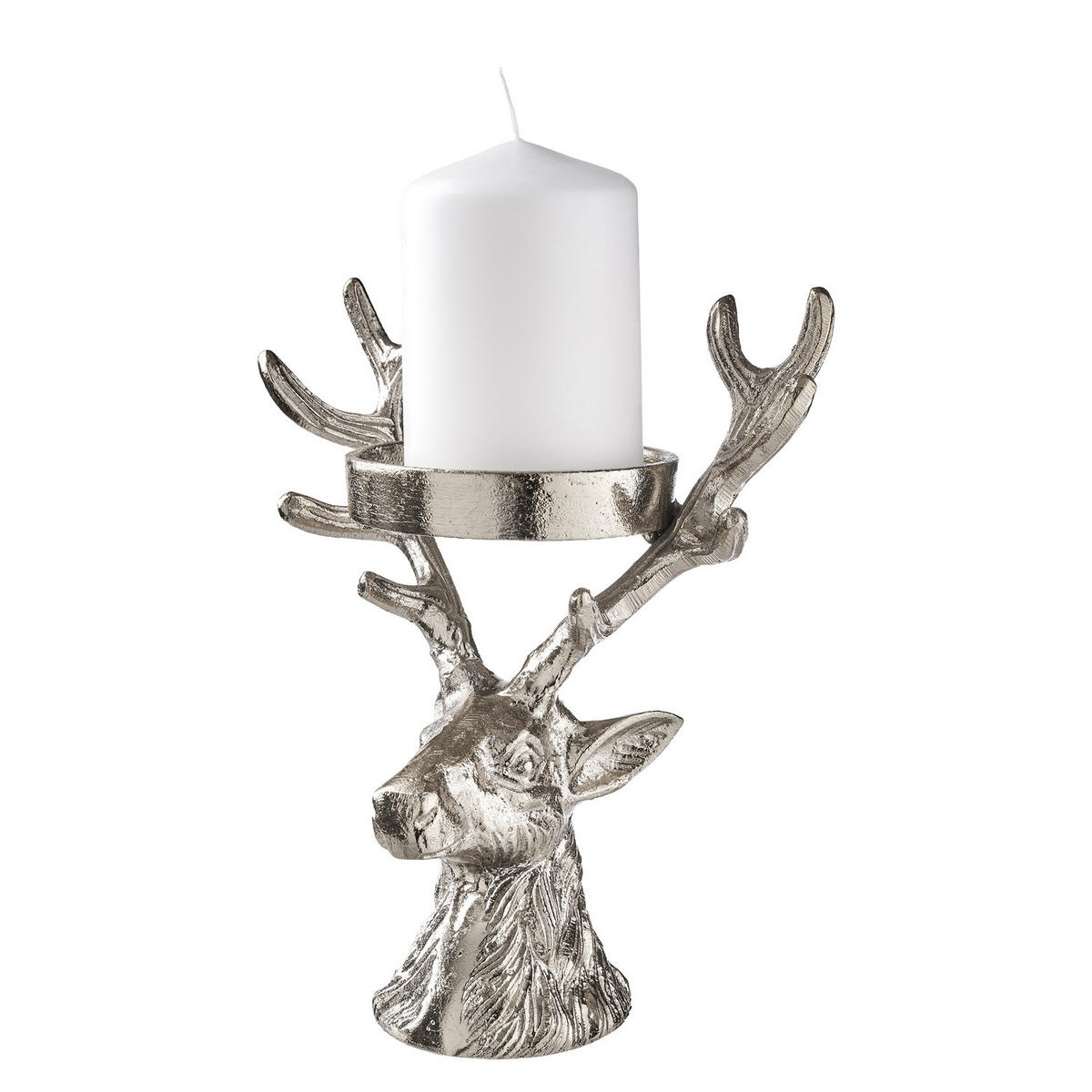 KERZENHALTER Oh My Deer für Stumpenkerzen - Silberfarben, Metall (18/11/21cm) - Butlers