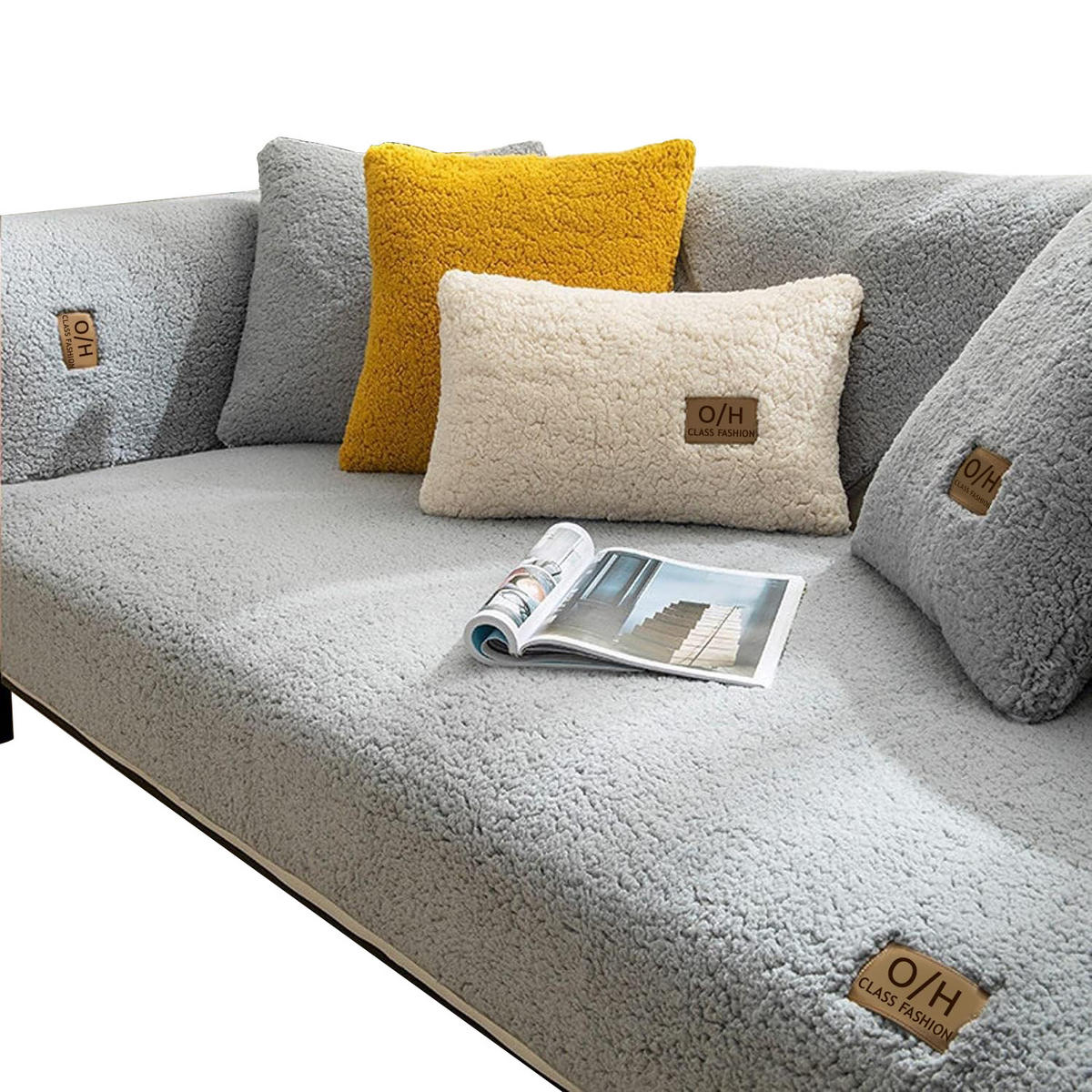 SOFADECKE Samt Verschiedene Größen, Weich & Rutschfest (1 Stück) - Hellgrau, Textil (70/150cm) - Kaket