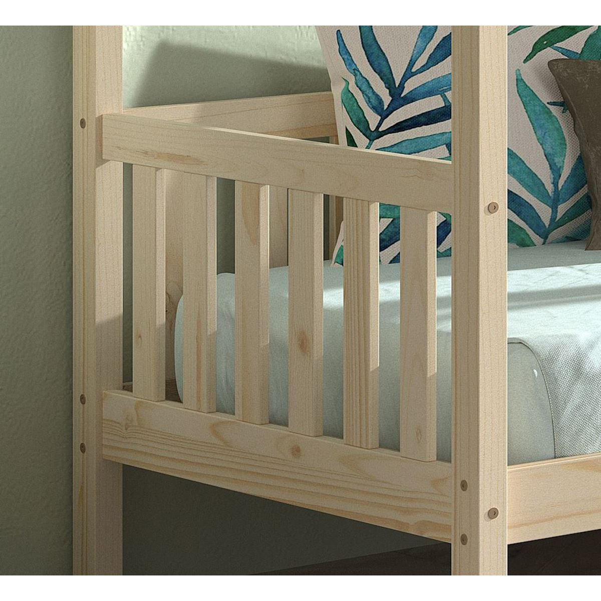 HAUSBETT Kandace 90x200 Kiefer massiv natur mit Dachaufbau - Kieferfarben, Holz (90/200cm) - 58aufmkessel