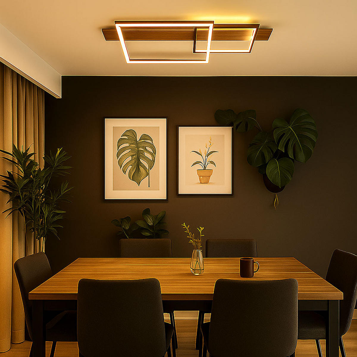 LED DECKENLEUCHTE Metall Holzoptik Braun matt - Braun, Metall (75/40/10cm) - Globo Lighting