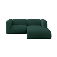 ECKSOFA Ottomane Rechts MIRA-L1 227x179x89 Grün Velours - Dunkelgrün/Schwarz, Holzwerkstoff/Kunststoff (227/179cm) - ALTDECOR