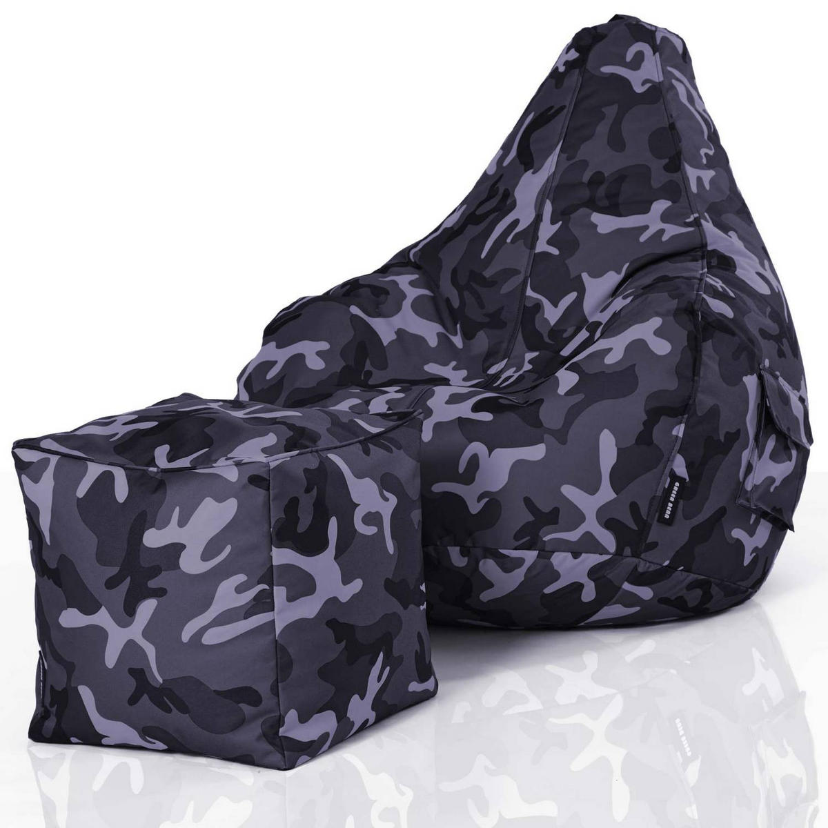 SITZSACK + Hocker "Cozy+Cube" 2er Set - Multicolor, Textil (70/90/80cm) - Green Bean