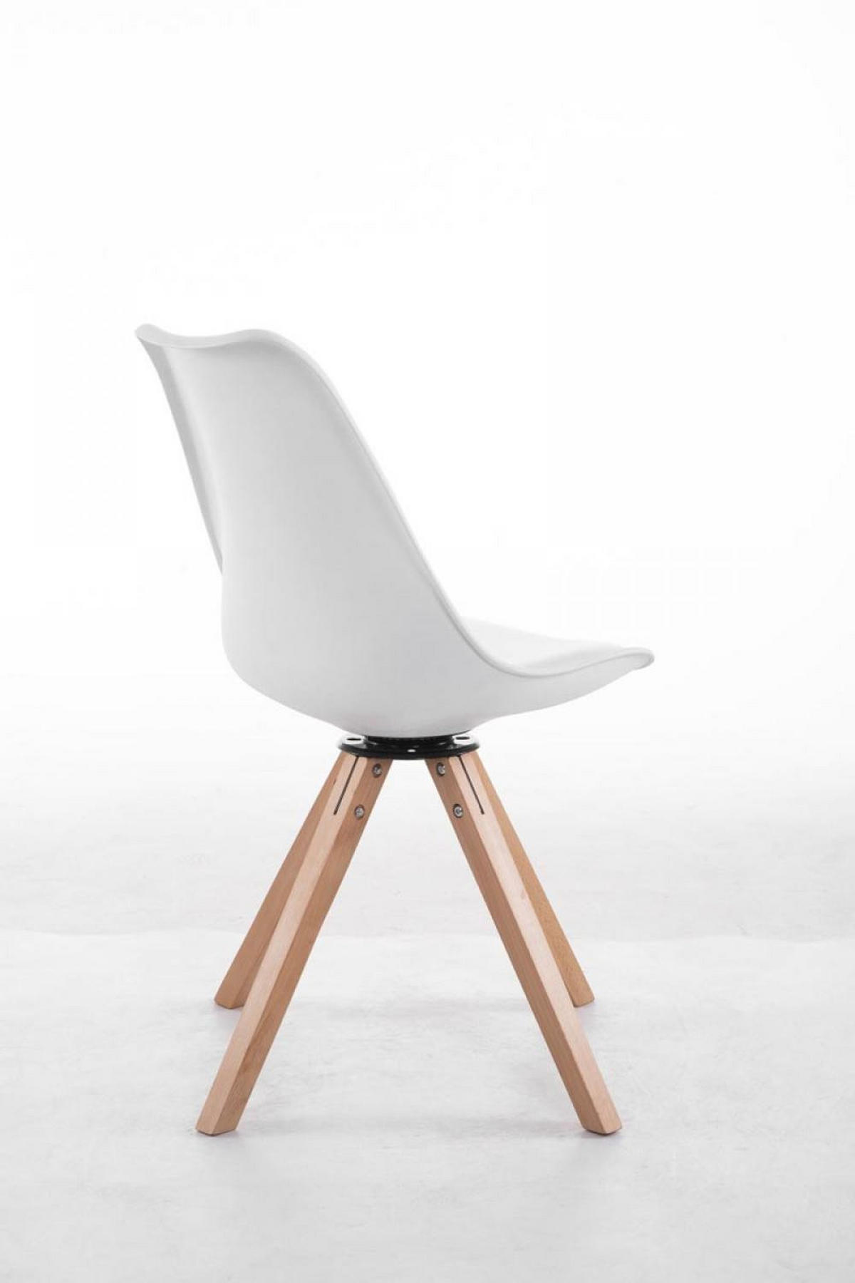 DREHSTUHL Lederlook weiß - Eukalyptusholzfarben/Weiß, Holz/Textil (48/84/56cm) - CLP